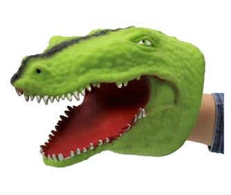 Ručna marioneta za djecu, proizvođač Deluxebase, 15 cm, model krokodil, tamno zelena boja.