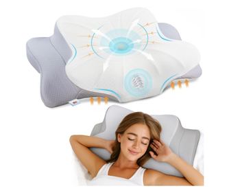 Perna Ortopedica Cervicala Linomag®, Spuma cu Memorie, Husa lavabila, Alb pur/Gri deschis