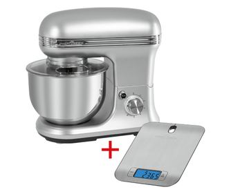 ProfiCook edénykeverő, PC-KM 1222, konyhai mérleggel, rozsdamentes acél tál, 5 literes űrtartalom, 3 tartozék, 8 fokozat, védőbu