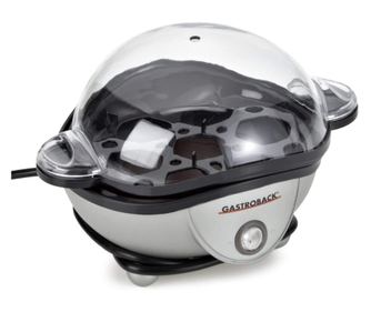Gastroback Egg Boiller, kapacitása 7 tojás, ki/be kapcsoló, végcsengő, kivehető rekeszek zöldségeknek, mérőpohár, ezüst