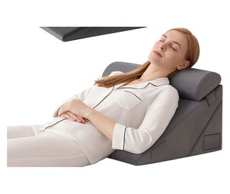 Set 3 Perne Ortopedice Reglabile 10 în 1 Linomag®, Forma de Pana, Husa Detasabila, Gri inchis