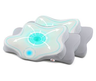 Set de 2 Perne Ortopedice Cervicale Linomag®, cu Memorie, Husa lavabila, Alb/Gri deschis