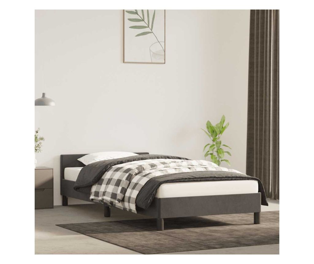 Stt szrke, 80x200 cm-es, brsonyos gykeret fejtmlval