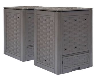 Κομποστοποιητές Κήπου 2 τεμ. καφέ 60x60x83 εκ. 600 L πλαστικό rattan