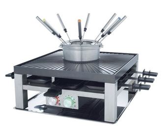 Többfunkciós elektromos grill Solis Combi 3 az 1-ben, Raclette, Fondue és Grill funkciók, Prémium osztály, 8 személyes, 1200 W,