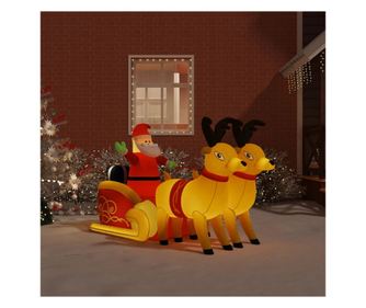 Napihljivi Božiček in jelenček, LED lučke, 130 cm