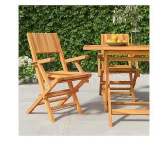 Сгъваеми градински столове, 2 бр., 55x61x90 см, Масивно тиково дърво