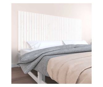 Falra szerelhető ágyvég, fehér, 204x3x90 cm, tömör fenyőfa