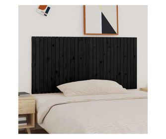 Falra szerelhető ágyvég, fekete, 185x3x90 cm, tömör fenyőfa