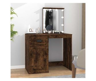 LED sminkasztal, füstölt tölgy 90x50x132,5 cm fa