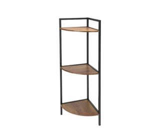 Sarokpolc, 3 szintes, 76 cm – Modern fém és fa dizájn kifinomult dekorációhoz