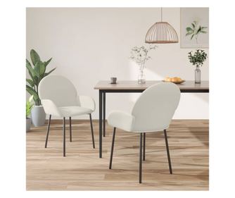 Stolice za kuhinju, 2 kom., krem, baršun