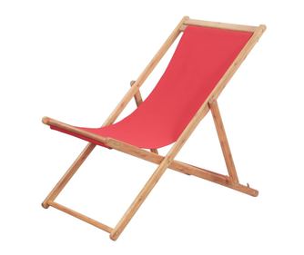 Skládací plážová židle, červená, textil a dřevěný rám