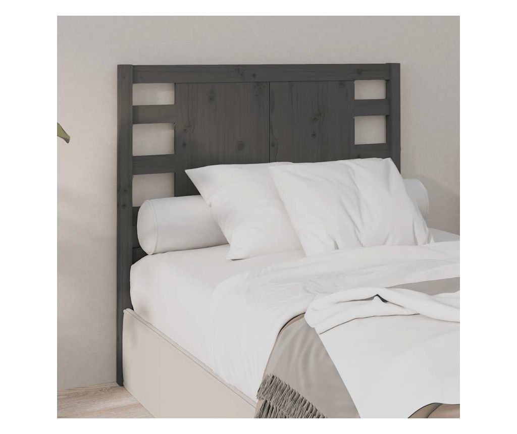 Tăblie de pat, gri, 81x4x100 cm, lemn masiv de pin