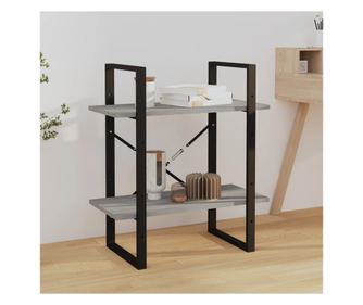 2 szintes könyvespolc szürke sonoma 60x30x70 cm kompozit fa