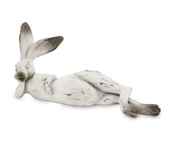 Figurina iepuras, alb antichizat, 20x46x14.5 cm