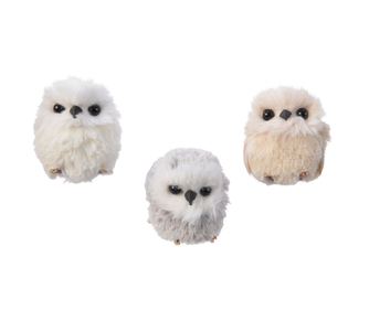 Figurina de plus bufnita, cu agatatoare, 6x7 cm