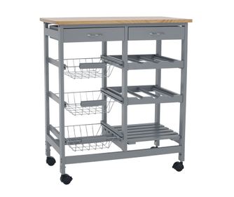 Καρότσι Σερβιρίσματος Barabe MDF/Μέταλλο/Πλαστικό, Γκρι/Φυσικό Ξύλο, 67x37x76 εκ.