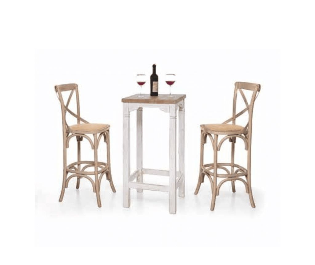 ELM BAR STOOL WITH RATTAN SEAT - NATURAL WOOD