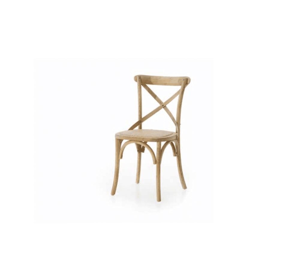ELM CHAIR WITH RATTAN SEAT - NATURAL WOOD