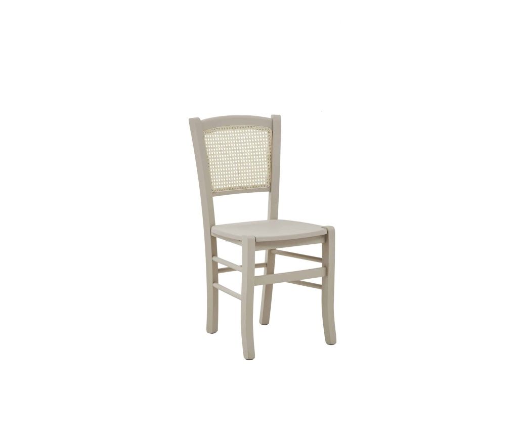 WOODEN CHAIR WITH RATTAN BACK - BEIGE