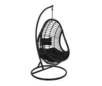 Висящо гнездо, HM5541.02, Черен, Естествен ратан, 105х195см.