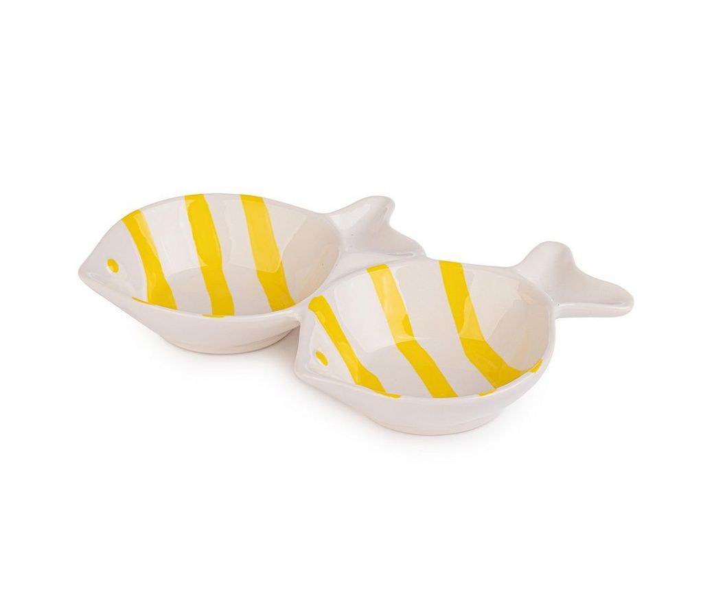 Porcelán tál fehér sárga hallal 21,2x14,6x3,8 cm