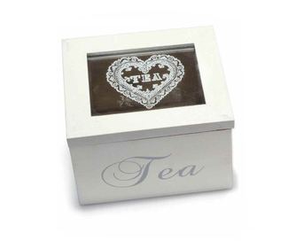 Držač za vrećice čaja od drva bijeli 10x8,5x7 cm