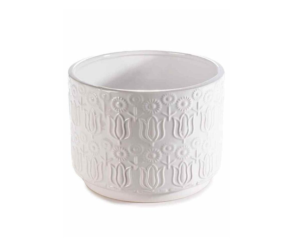 Λευκή Κεραμική Γλάστρα 16x12 εκ.