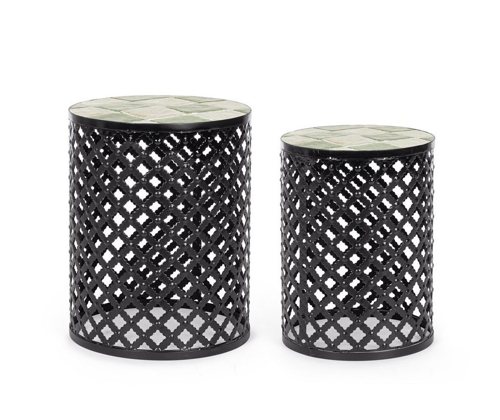 Komplet 2 kavnih mizic Loire iz jekla in keramike, večbarvna, Ø30x41v; Ø35x45v