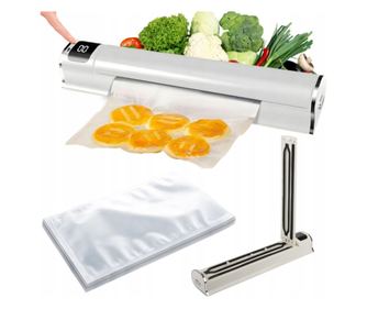Aparat de vidat Verk , Plastic, Metal, 60 kPa, 300W display LCD, set 10 pungi incluse, culoare Alb