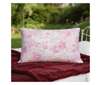 Твърда възглавница HappyNest, калъфка с флорален десен, розова, 50x70 cm, с 30% гъши пух, класически размер