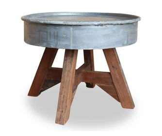 Dohányzóasztal tömör újrahasznosított fa 60 x 45 cm ezüst