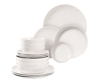 Set Vesela din Ceramica Premium Navaris, 16 piese, pentru 4 persoane, design texturat, modern, rezistent, compatibil cu masina d