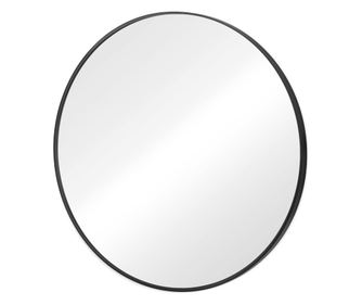 Oglinda rotunda de perete Navaris, design modern, cadru din aluminiu, 60 cm, potrivita pentru baie, living si hol, Negru