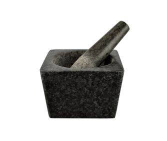 Γρανιτένιο κονίαμα με γουδοχέρι, τετράγωνο, 13x8,5 εκ. Perfect Home 11865, μαύρο