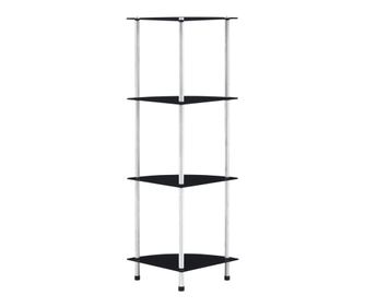 4 szintes polc, fekete, 30 x 30 x 100 cm, edzett üveg