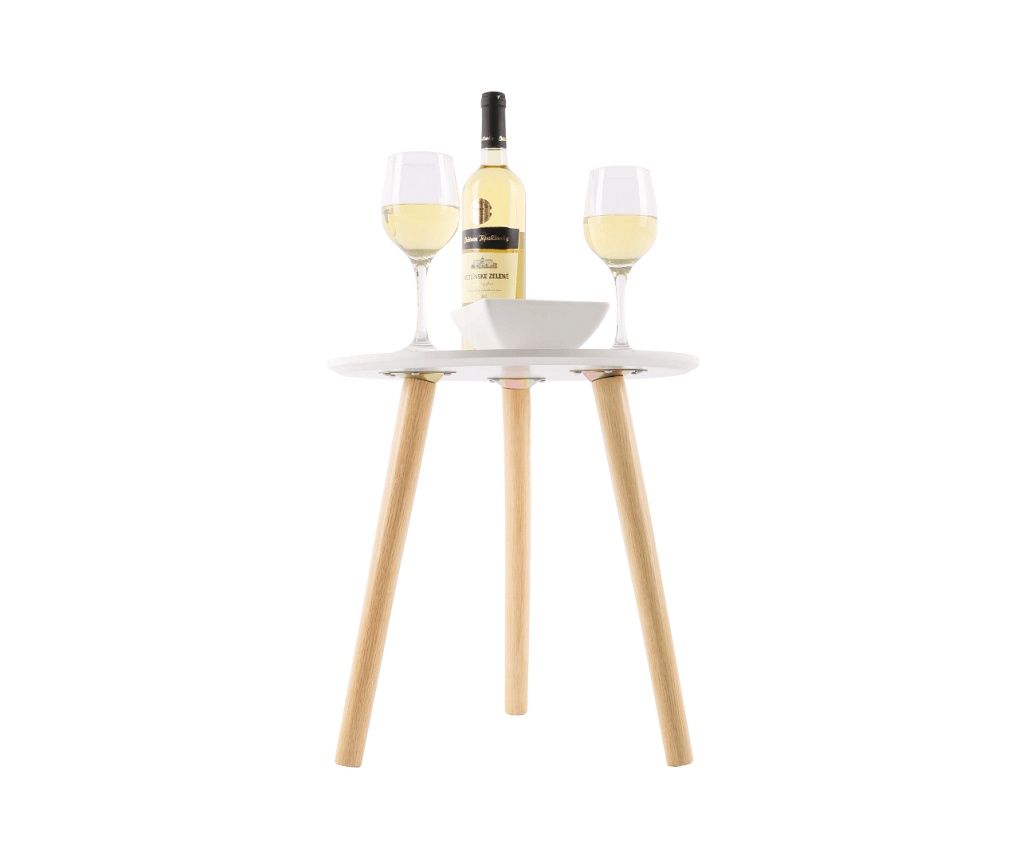 Măsuţă auxiliară, alb/natural, PAMINO