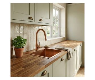 Rea nerjaveče jekleno korito Leo 40 Brušen baker 40X45X18,5CM