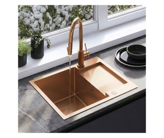 Rea nerjaveče jekleno korito Paul 60 Brušen baker 60X48X18,5CM