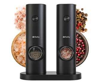 RUHHY Elektromos Só- és Borsdaráló Készlet, LED Világítással, Fekete, Állítható Durvaság