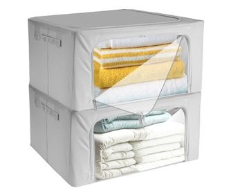 2 db Tárolódoboz Készlet, Nagy Kapacitás 40x30x20cm, Átlátszó Ablak, Erős Fogantyúk Ruhhy