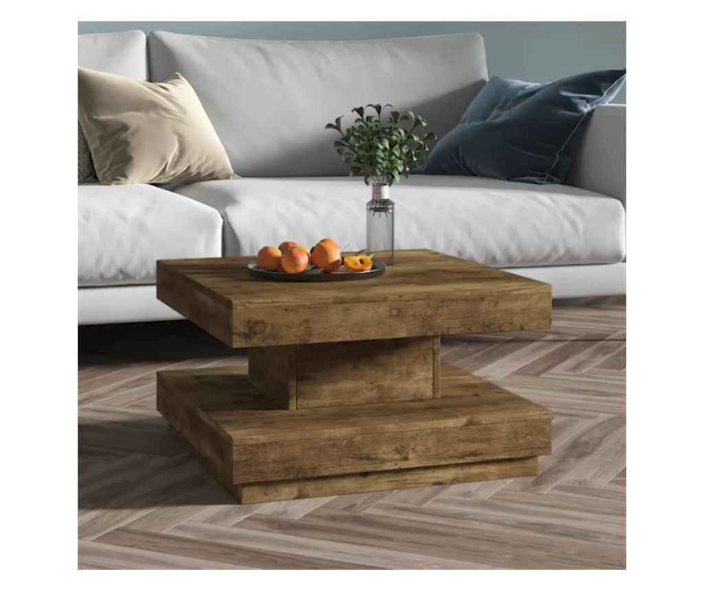 Τραπεζάκι σαλονιού, σκούρο καφέ, 60x60x35 εκ., MDF