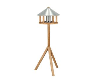 Esschert Design Stol za ptice s hranilicom i okruglim krovom, cink