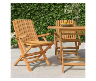Сгъваеми градински столове, 2 бр., 61x67x90 см, Масивно тиково дърво