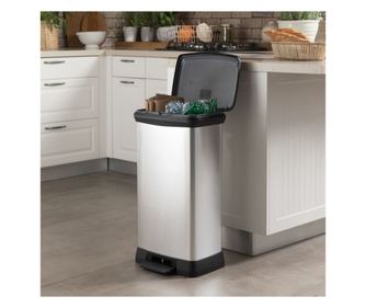 Curver Deco Duo Πεντάλ Κάδος, Ασημί, 23L+23L