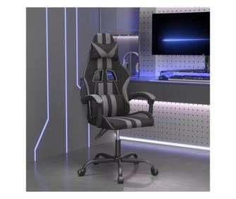 Herní židle s područkami, černá a šedá, umělá kůže