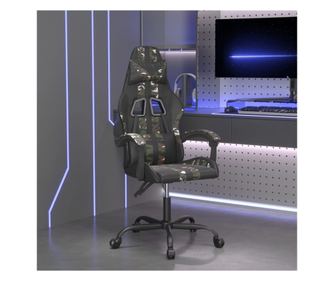 Herní židle, černá a maskáčová, umělá kůže