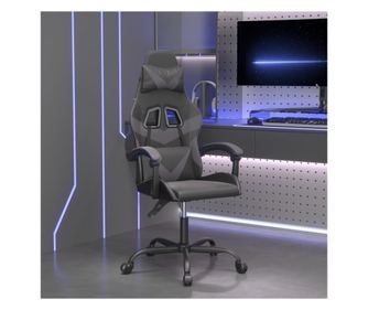 Herní židle s područkami, černá a šedá, koženka