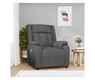 Polohovací masážní křeslo, tmavě šedé, látka